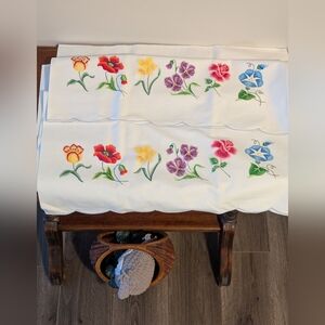 Floral Painted  White And Floral Pillowcase. Standard Size. Never Used.